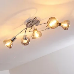 Suspension Verre Fumé-hofstein Plafonnier Esberg Chrome, 5 lumières