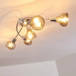 Suspension Verre Fumé-hofstein Plafonnier Esberg Chrome, 5 lumières