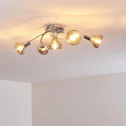 Suspension Verre Fumé-hofstein Plafonnier Esberg Chrome, 5 lumières