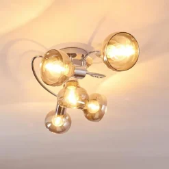 Suspension Verre Fumé-hofstein Plafonnier Esberg Chrome, 5 lumières