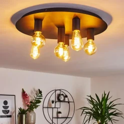 hofstein Plafonnier Esbjerg Noir, 6 lumières