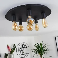 hofstein Plafonnier Esbjerg Noir, 6 lumières