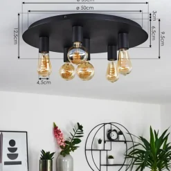 hofstein Plafonnier Esbjerg Noir, 6 lumières