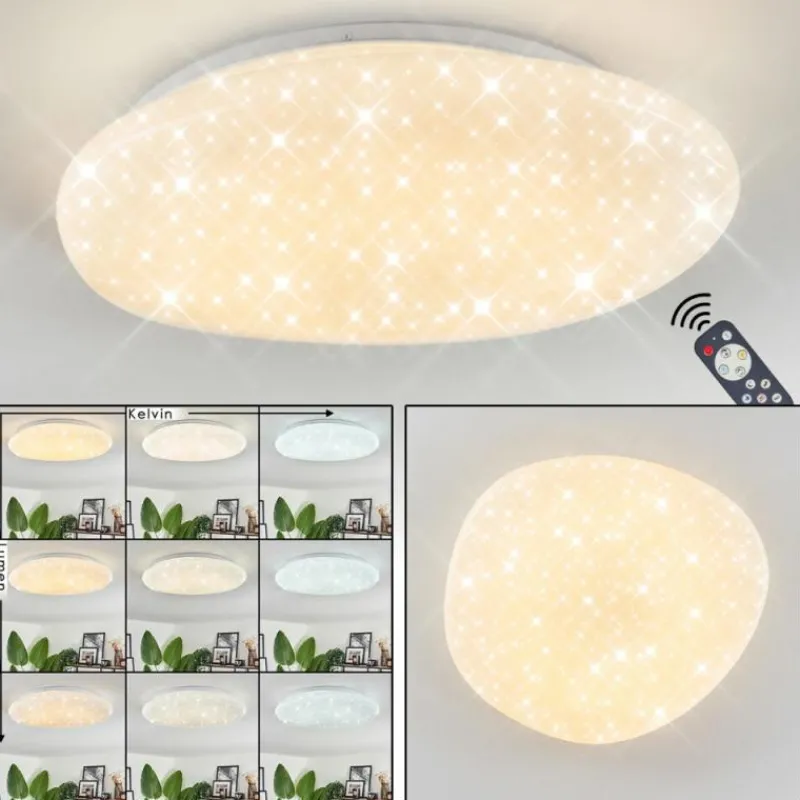 hofstein Plafonnier Esgos LED Blanc, 1 lumière, Télécommandes