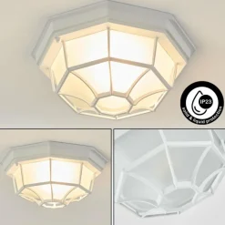 Luminaires Rustiques-hofstein plafonnier extérieur Ibacache Blanc, 1 lumière