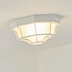 Luminaires Rustiques-hofstein plafonnier extérieur Ibacache Blanc, 1 lumière