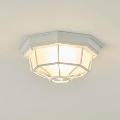 Luminaires Rustiques-hofstein plafonnier extérieur Ibacache Blanc, 1 lumière