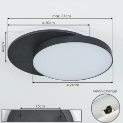 hofstein plafonnier extérieur Caucete LED Noir, 1 lumière