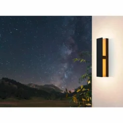 Lampes En Bois-Luminaires Eglo plafonnier extérieur Eglo COSTORIO LED Couleur bois, Noir, 1 lumière