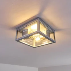 hofstein plafonnier extérieur Kiwalik Argenté, 2 lumières