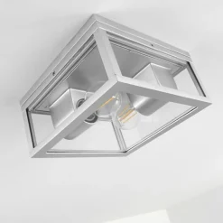 hofstein plafonnier extérieur Kiwalik Argenté, 2 lumières