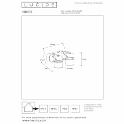 Luminaires Lucide plafonnier extérieur Lucide NIORT Noir, 2 lumières