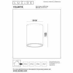 Luminaires Lucide plafonnier extérieur Lucide VOLANTIS Noir, 1 lumière