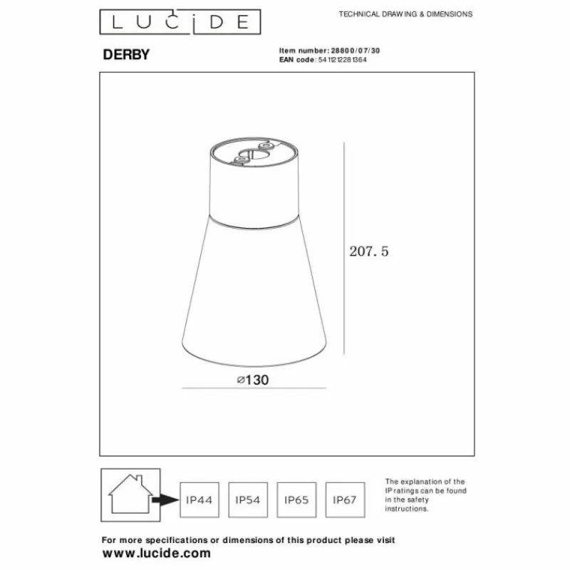 Luminaires Lucide plafonnier extérieur Lucide DERBY LED Noir, 1 lumière