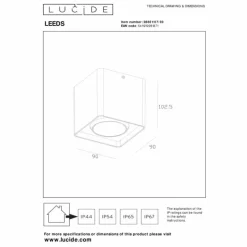 Luminaires Lucide plafonnier extérieur Lucide LEEDS LED Noir, 1 lumière