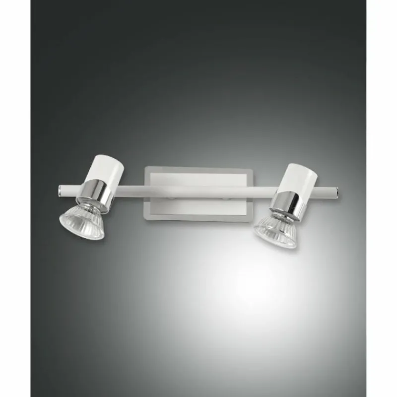 Luminaires Fabas Luce Plafonnier Fabas Luce Alice Chrome, Blanc, 2 lumières* Plafonniers