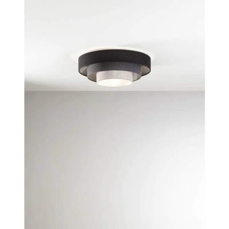 Lampes En Tissu-Luminaires Fabas Luce Plafonnier Fabas Luce Brava Noir, 1 lumière