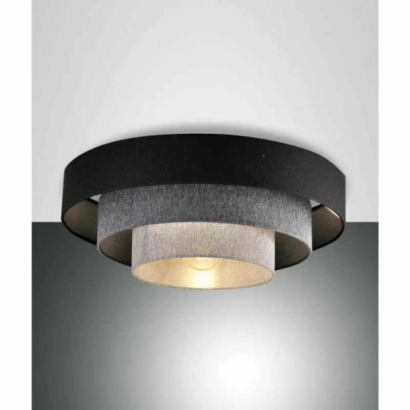 Lampes En Tissu-Luminaires Fabas Luce Plafonnier Fabas Luce Brava Noir, 1 lumière