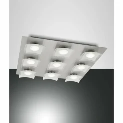 Luminaires Fabas Luce Plafonnier Fabas Luce Desus LED Nickel mat, 9 lumières