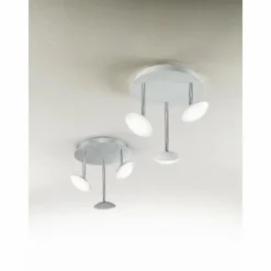 Luminaires Fabas Luce Plafonnier Fabas Luce Hale LED Chrome, Blanc, 3 lumières* Éclairage Led