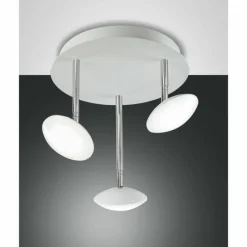 Luminaires Fabas Luce Plafonnier Fabas Luce Hale LED Chrome, Blanc, 3 lumières* Éclairage Led