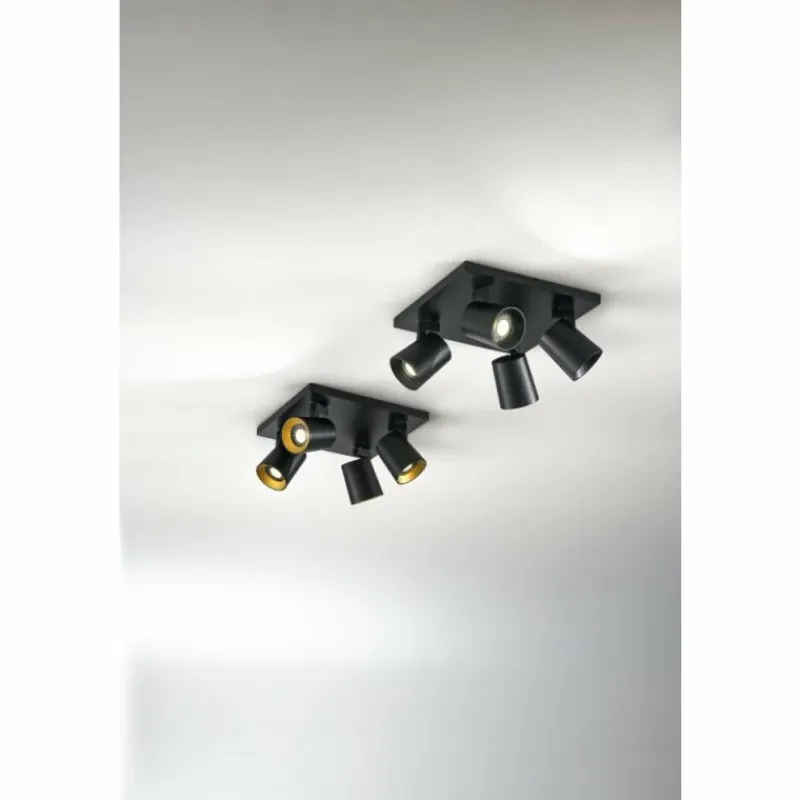 Luminaires Fabas Luce Plafonnier Fabas Luce Modo Noir, 4 lumières* Spots Et Projecteurs