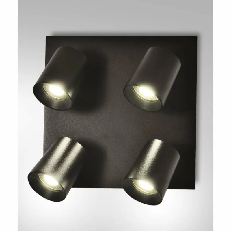Luminaires Fabas Luce Plafonnier Fabas Luce Modo Noir, 4 lumières* Spots Et Projecteurs