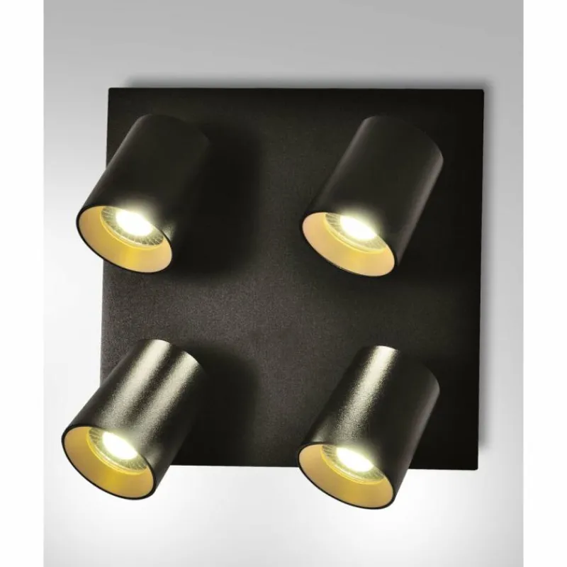 Luminaires Fabas Luce Plafonnier Fabas Luce Modo Noir, 4 lumières* Spots Et Projecteurs