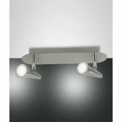 Luminaires Fabas Luce Plafonnier Fabas Luce Niko LED Nickel mat, 2 lumières* Spots Et Projecteurs