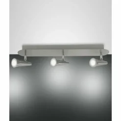 Luminaires Fabas Luce Plafonnier Fabas Luce Niko LED Nickel mat, 3 lumières* Éclairage Led