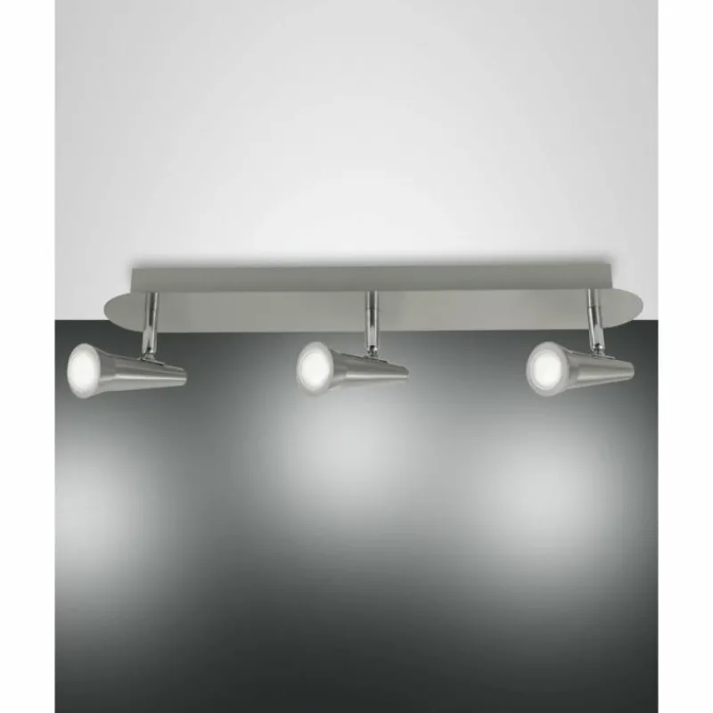 Luminaires Fabas Luce Plafonnier Fabas Luce Niko LED Nickel mat, 3 lumières* Éclairage Led