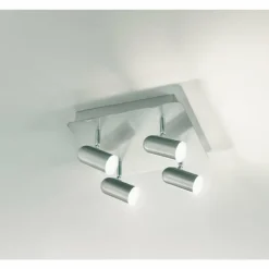 Luminaires Fabas Luce Plafonnier Fabas Luce Spotty LED Nickel mat, 4 lumières* Éclairage Led