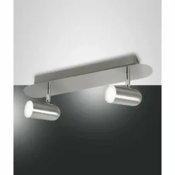 Luminaires Fabas Luce Plafonnier Fabas Luce Spotty LED Nickel mat, 2 lumières* Spots Et Projecteurs
