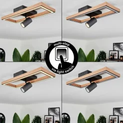Luminaires Scandinaves-hofstein Plafonnier Fairburn LED Brun, Couleur bois, Noir, 2 lumières