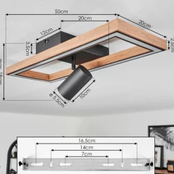 Luminaires Scandinaves-hofstein Plafonnier Fairburn LED Brun, Couleur bois, Noir, 2 lumières