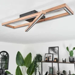 Luminaires Scandinaves-hofstein Plafonnier Fairburn LED Couleur bois, Noir, 1 lumière