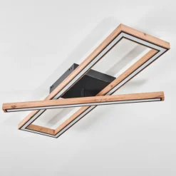 Luminaires Scandinaves-hofstein Plafonnier Fairburn LED Couleur bois, Noir, 1 lumière