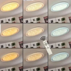 hofstein Plafonnier Feletto LED Transparent, Blanc, 1 lumière, Télécommandes