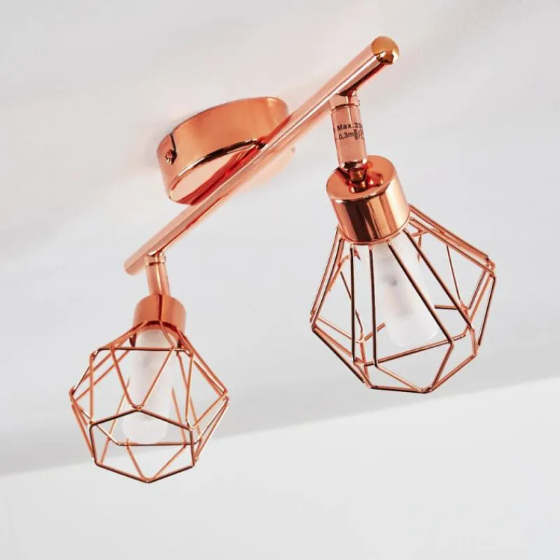 hofstein Plafonnier Ferrand LED Cuivre, 2 lumières