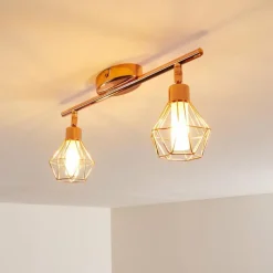 hofstein Plafonnier Ferrand LED Cuivre, 2 lumières