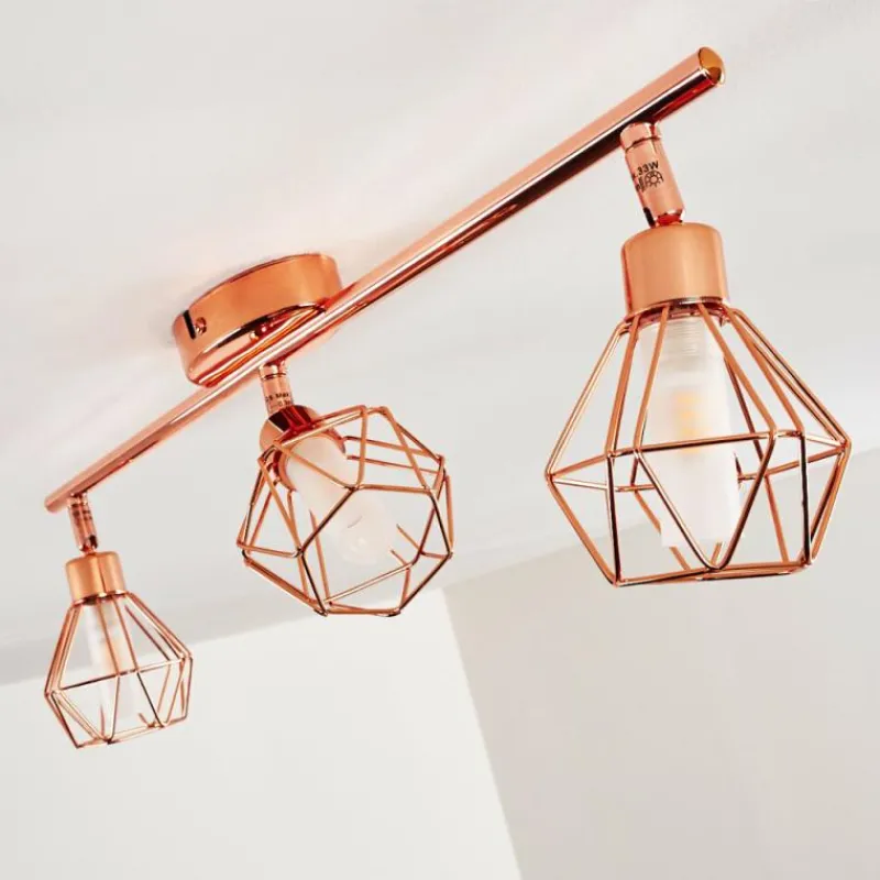 hofstein Plafonnier Ferrand LED Cuivre, 3 lumières