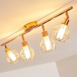 hofstein Plafonnier Ferrand LED Cuivre, 4 lumières