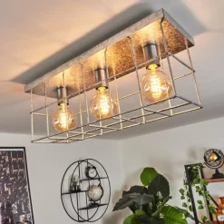 Lampes Industrielles-hofstein Plafonnier Fevaag Chrome, Argenté, 3 lumières