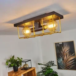 Lampes Dorées-hofstein Plafonnier Fevaag Or, Noir, 2 lumières