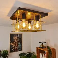 Lampes Dorées-hofstein Plafonnier Fevaag Or, Noir, 4 lumières