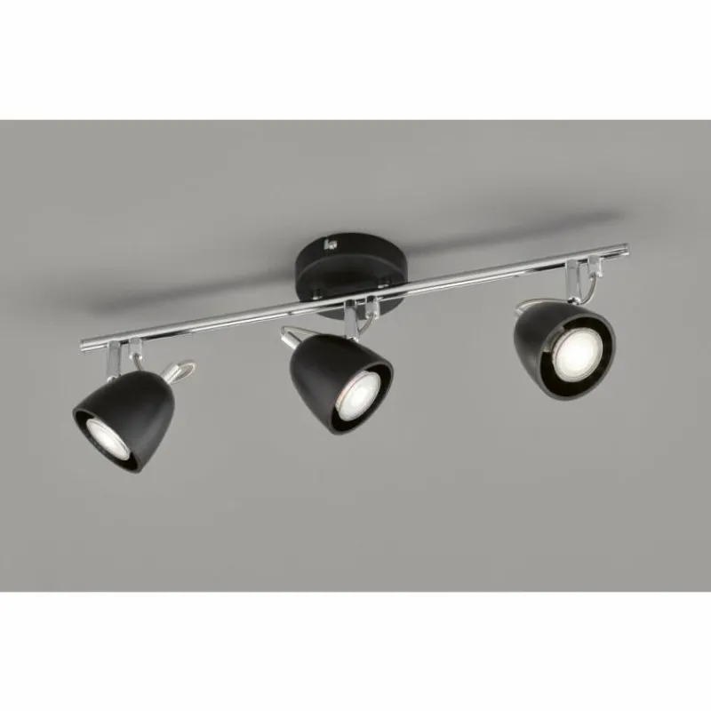 FHL easy Plafonnier FHL-easy Gemma Chrome, Noir, 3 lumières* Spots Et Projecteurs