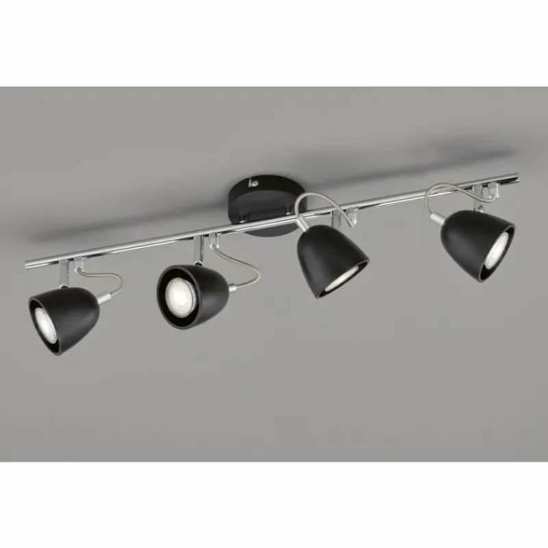 FHL easy Plafonnier FHL-easy Gemma Chrome, Noir, 4 lumières* Spots Et Projecteurs
