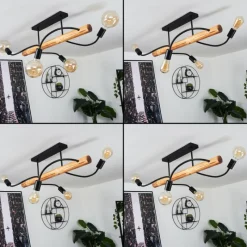 Lampes En Bois-hofstein Plafonnier Finnfjord Écru, Noir, 4 lumières