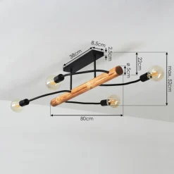Lampes En Bois-hofstein Plafonnier Finnfjord Écru, Noir, 4 lumières