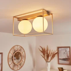 hofstein Plafonnier Finnseter Champagne, 2 lumières